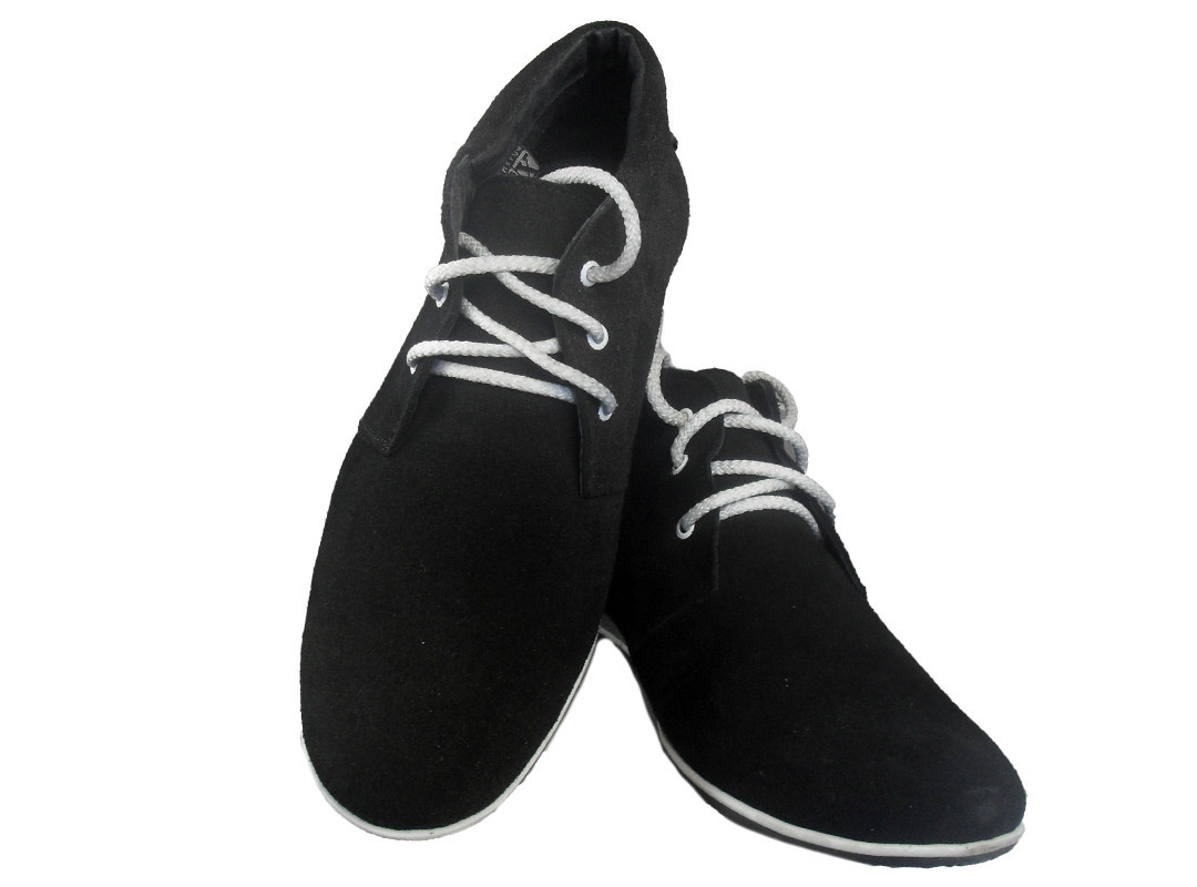 Ботинки мужские демисезонные натуральная замша черные на шнуровке - фото 1 - id-p7811189