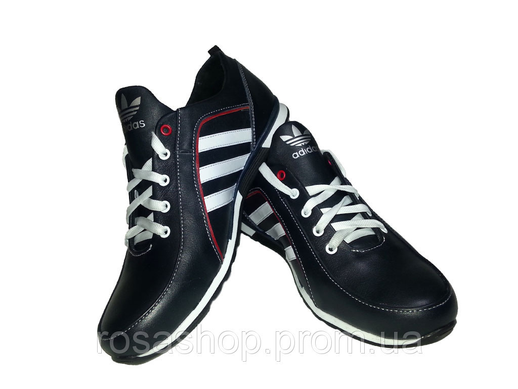 Кроссовки ADIDAS синие натуральная кожа на шнуровке 40 - фото 1 - id-p7811211