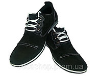 Мокасины мужские натуральная замша черные на шнуровке 45