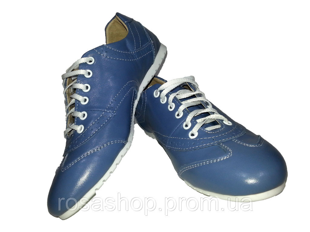 Кроссовки GT голубые натуральная кожа на шнуровке 36 - фото 1 - id-p7811250
