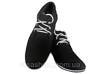 Ботинки мужские демисезонные натуральная замша черные на шнуровке 40 Черный