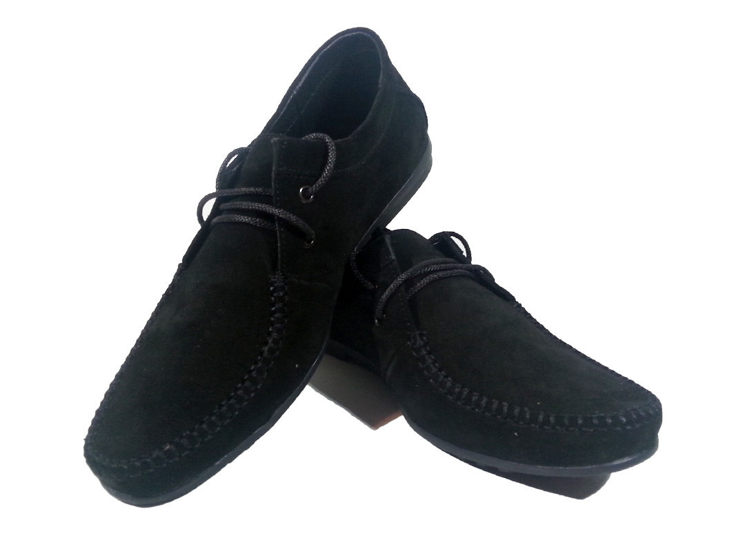 Мокасины мужские натуральная замша черные на шнуровке Люкс 41 Черный - фото 1 - id-p7811320
