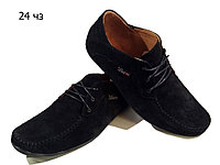 Мокасины мужские натуральная замша на шнуровке черные (24) 42