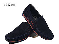Мокасины мужские летние натуральная перфорированная замша на резинке синие (L 352) 39
