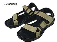 Сандалии мужские натуральная кожа оливковые на липучке (С 2) 44