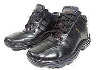 Ботинки зимние мужские натуральная кожа черные на шнуровке (03)