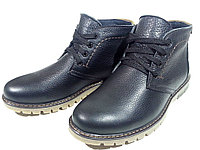Ботинки зимние мужские натуральная кожа черные на шнуровке (Б 9ч)
