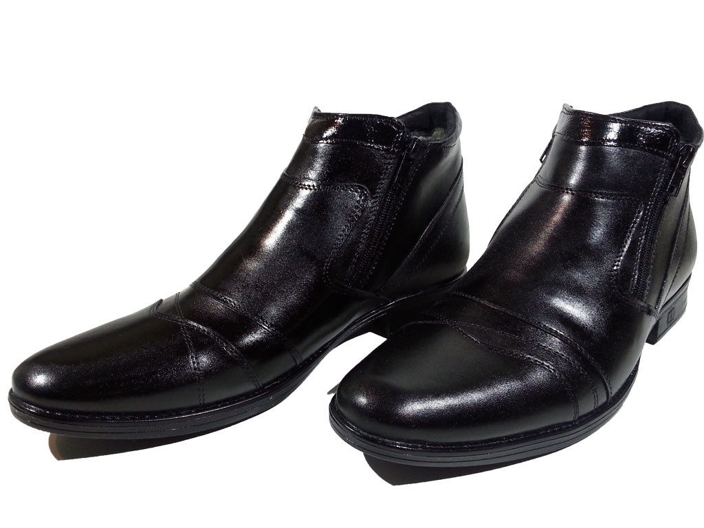 Ботинки мужские зимние натуральная кожа черные на молнии (АВА 24) 40 - фото 1 - id-p7812055