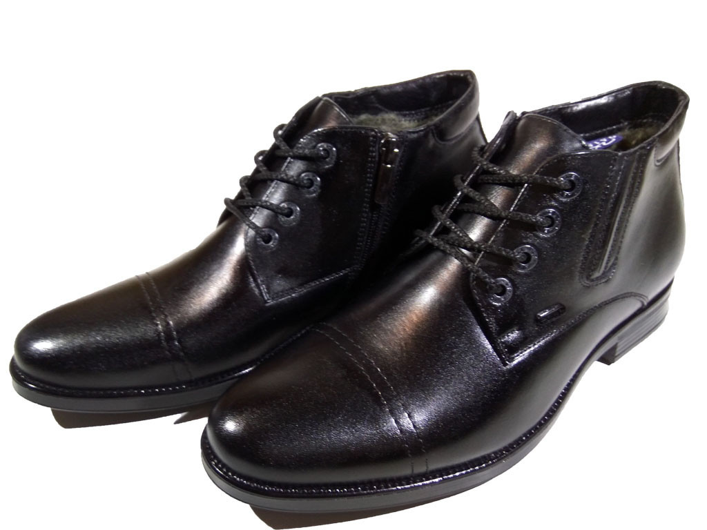 Ботинки мужские зимние натуральная кожа черные на шнуровке (4589ш) 40 - фото 1 - id-p7812083