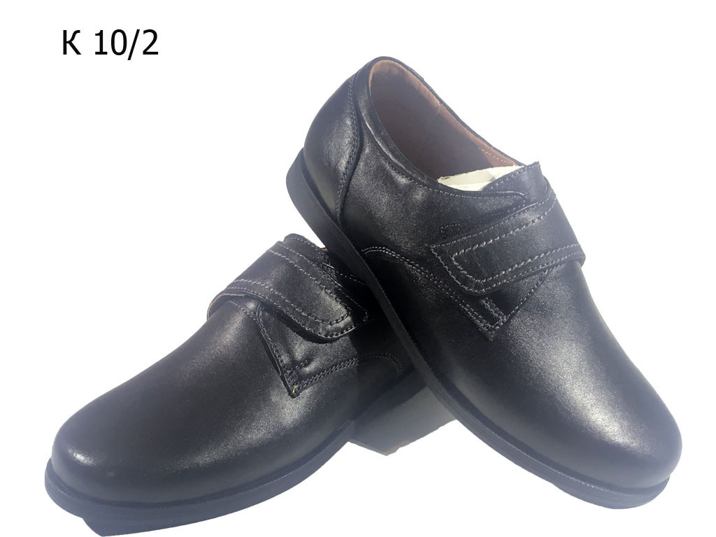 Туфли подростковые натуральная кожа черные на липучке (К 10/2) 39 - фото 1 - id-p7812216