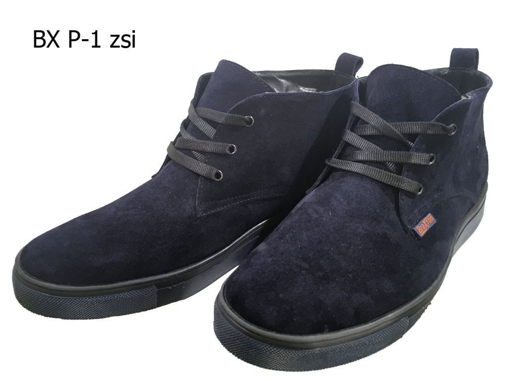 Ботинки мужские зимние натуральная замша синие на шнуровке (Р-1) 43 - фото 1 - id-p7812545