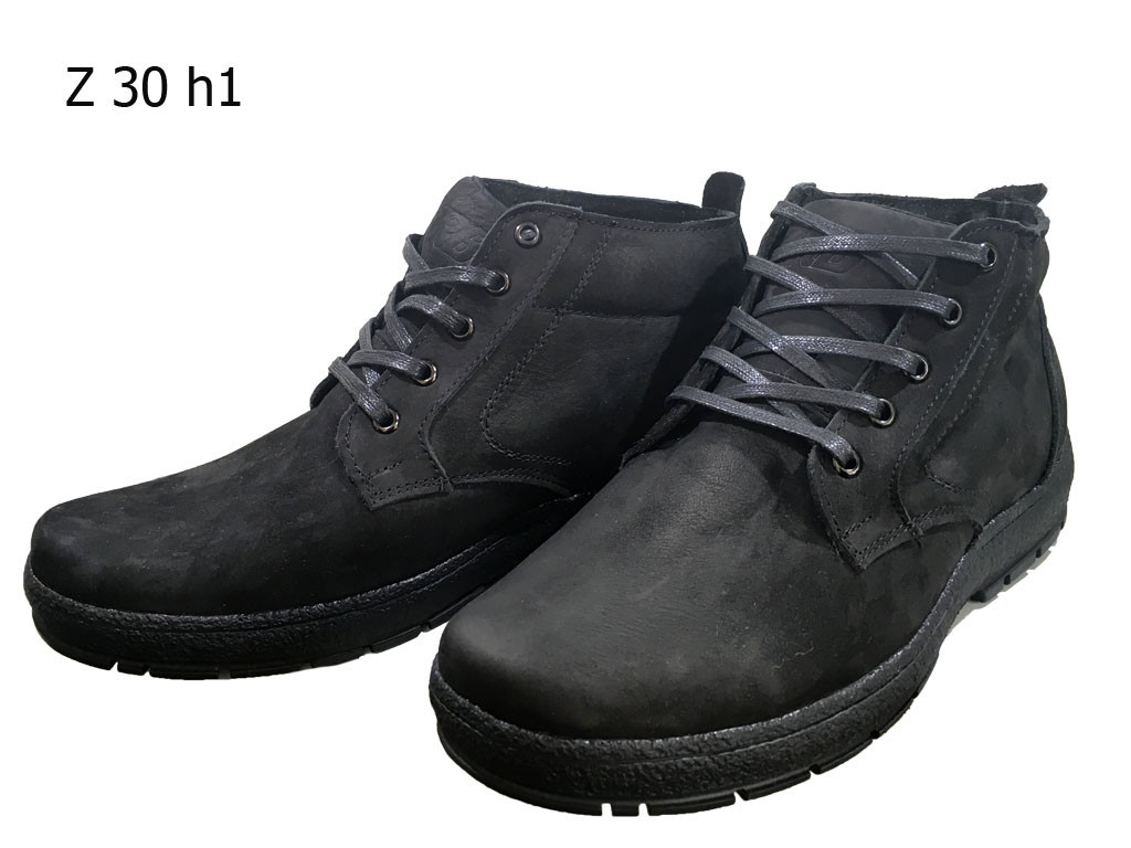 Ботинки мужские зимние натуральный нубук черные на шнуровке (Z 30) 40 - фото 1 - id-p7812562