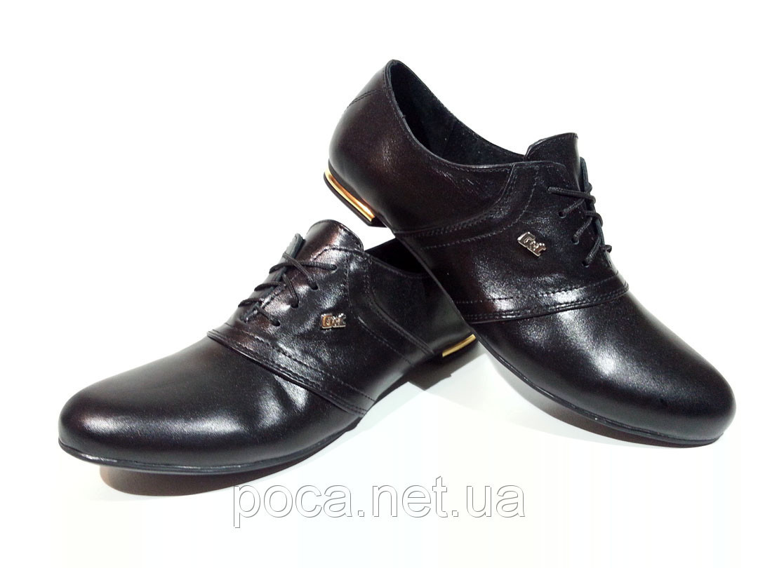Туфли женские комфорт черные натуральная кожа на шнуровке 37 Черный - фото 1 - id-p7812677