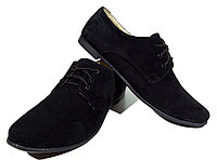 Туфли женские комфорт натуральная замша черные на шнуровке (15)