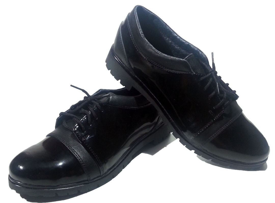 Туфли женские комфорт натуральная лаковая кожа черные на шнуровке (015) 38 Черный - фото 1 - id-p7812820