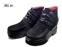 Ботинки женские на меху черные на шнуровке (261) 36