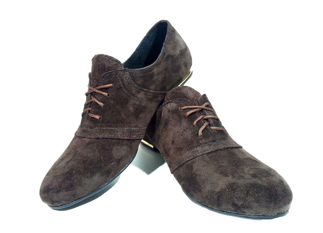 Туфли женские комфорт коричневые натуральная замша на шнуровке - фото 1 - id-p7813192