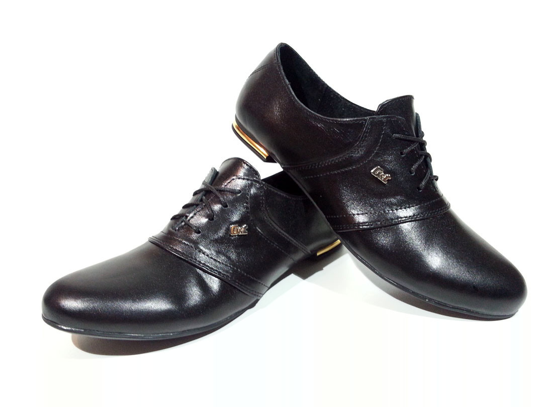 Туфли женские комфорт черные натуральная кожа на шнуровке - фото 1 - id-p7813205