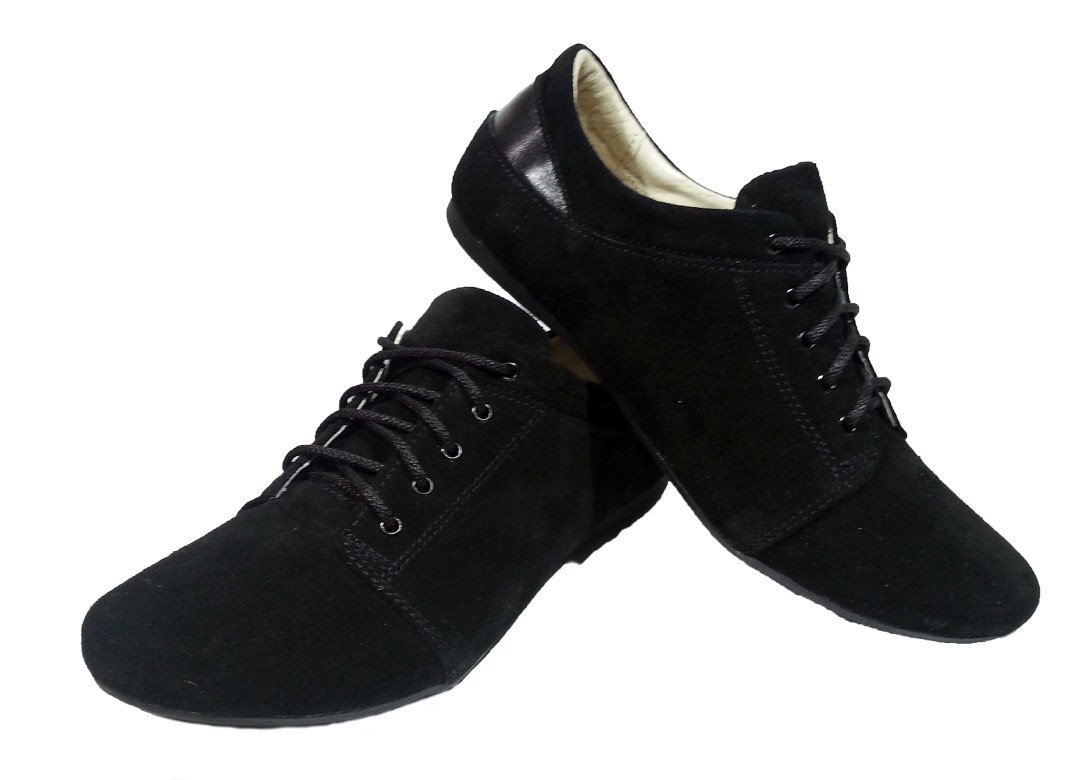 Туфли женские натуральная замша черные на шнуровке - фото 1 - id-p7813210