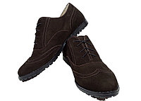 Туфли женские комфорт натуральная кожа "нубук" коричневые на шнуровке Юлиана (122кн)