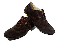 Туфли женские комфорт коричневые натуральная замша на шнуровке