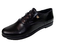 Туфли женские комфорт натуральная кожа черные на шнуровке (Т 03) 36 Черный