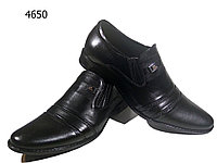 Туфли мужские классические натуральная кожа черные на резинке (4650) 43