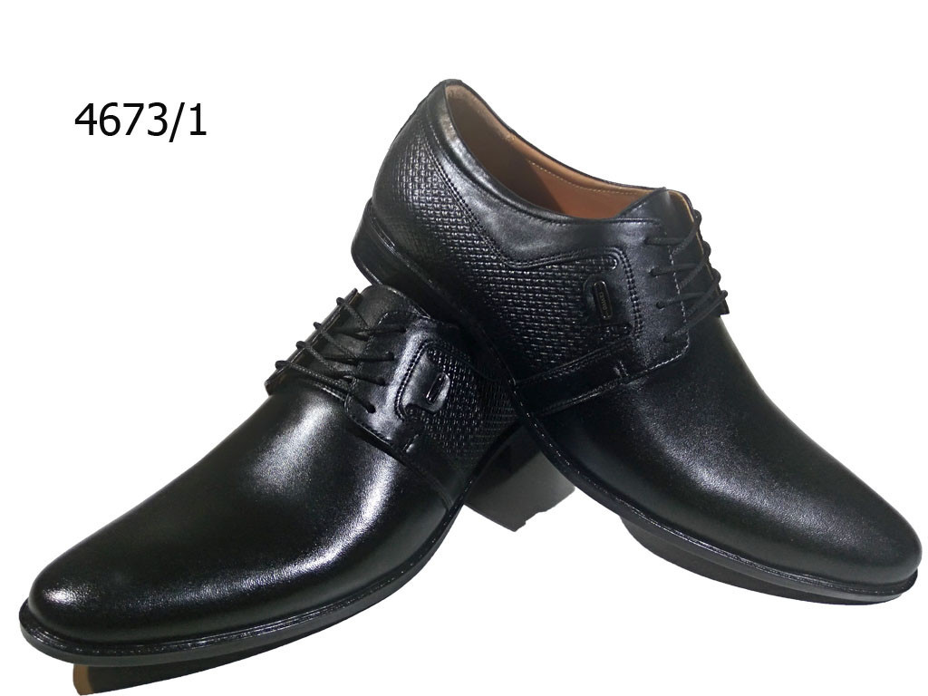 Туфли мужские классические натуральная кожа черные на шнуровке (4673-1) - фото 1 - id-p7813297
