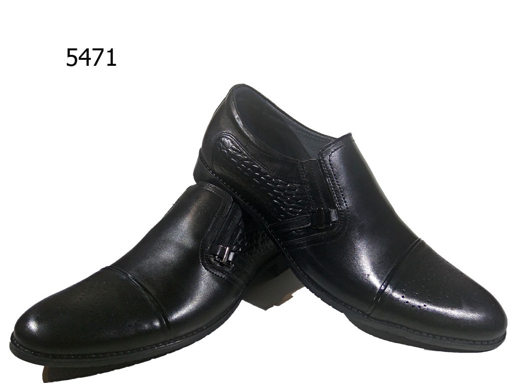 Туфли мужские классические натуральная кожа черные на резинке (5471) - фото 1 - id-p7813304