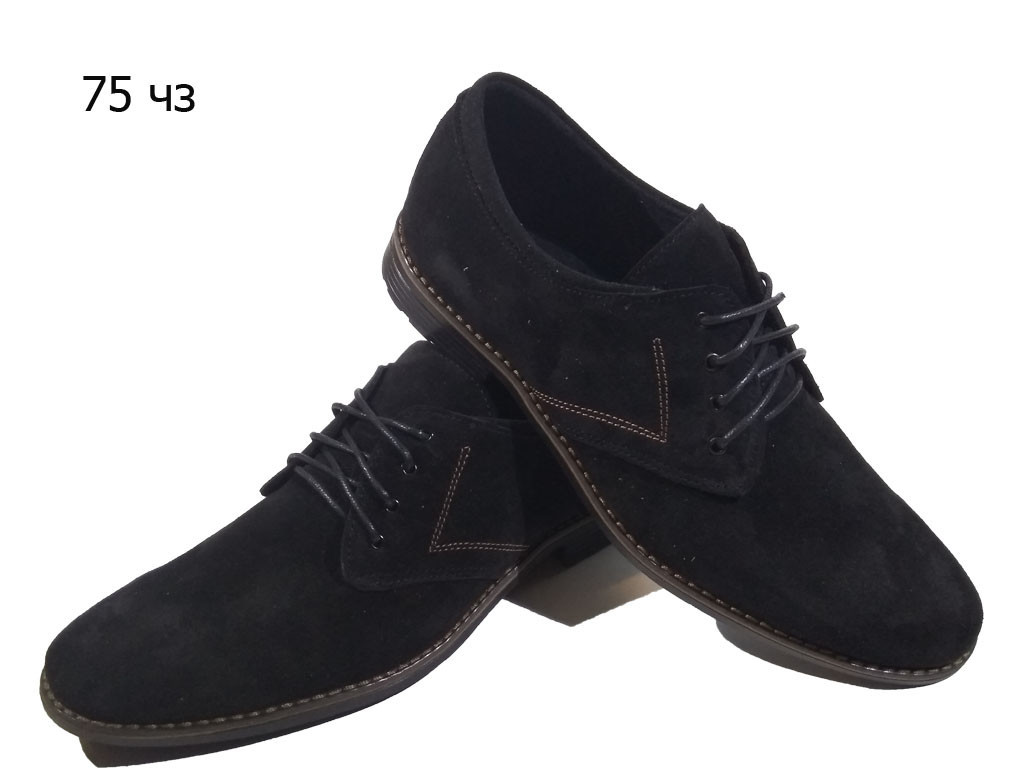 Туфли мужские классические натуральная замша черные на шнуровке (ЛЮКС 75) 40 - фото 1 - id-p7813379