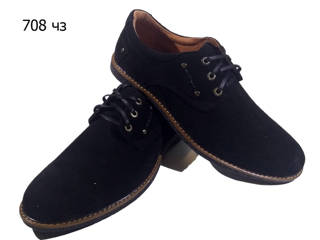 Туфли мужские классические натуральная замша черные на шнуровке (sart 708) - фото 1 - id-p7813449