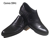 Туфли мужские классические натуральная кожа черные на резинке (5941)