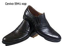 Туфли мужские классические натуральная кожа коричневые на резинке (5941к)