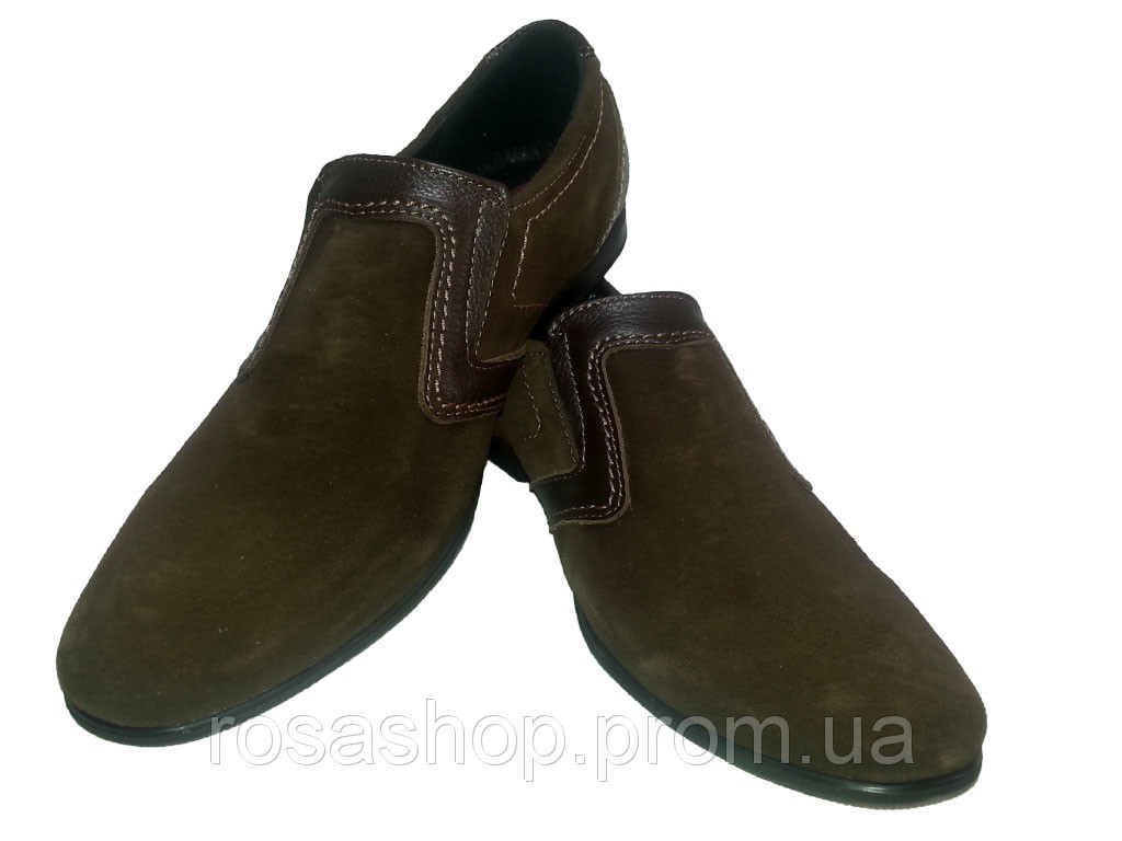 Туфли мужские натуральная замша коричневые на резинке 44 - фото 1 - id-p7813676