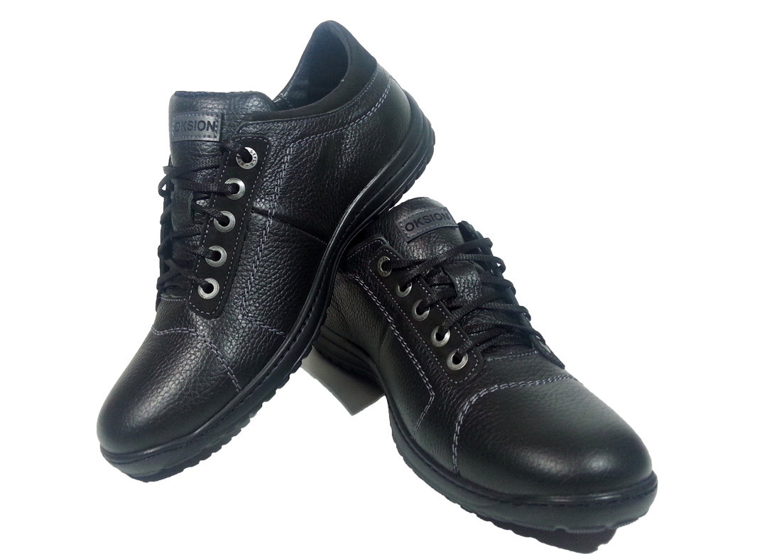Туфли мужские натуральная кожа черные на шнуровке (090) - фото 1 - id-p7813680