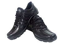 Туфли мужские спортивные натуральная кожа черные на шнуровке (07)