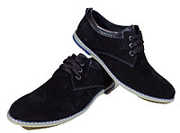 Туфли мужские натуральная замша черные на шнуровке (Т9)