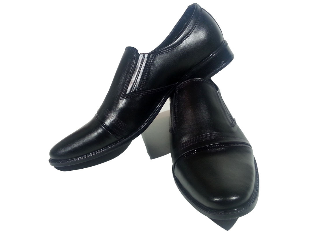 Туфли мужские классические натуральная кожа черные на резинке (КЛ 15) - фото 1 - id-p7813736