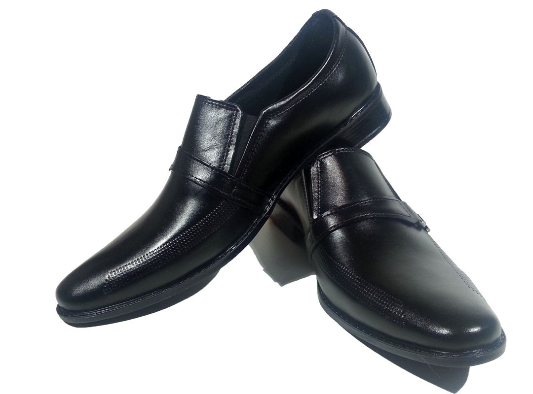 Туфли мужские классические натуральная кожа черные на резинке (КЛ 11) 41 Черный - фото 1 - id-p7813737