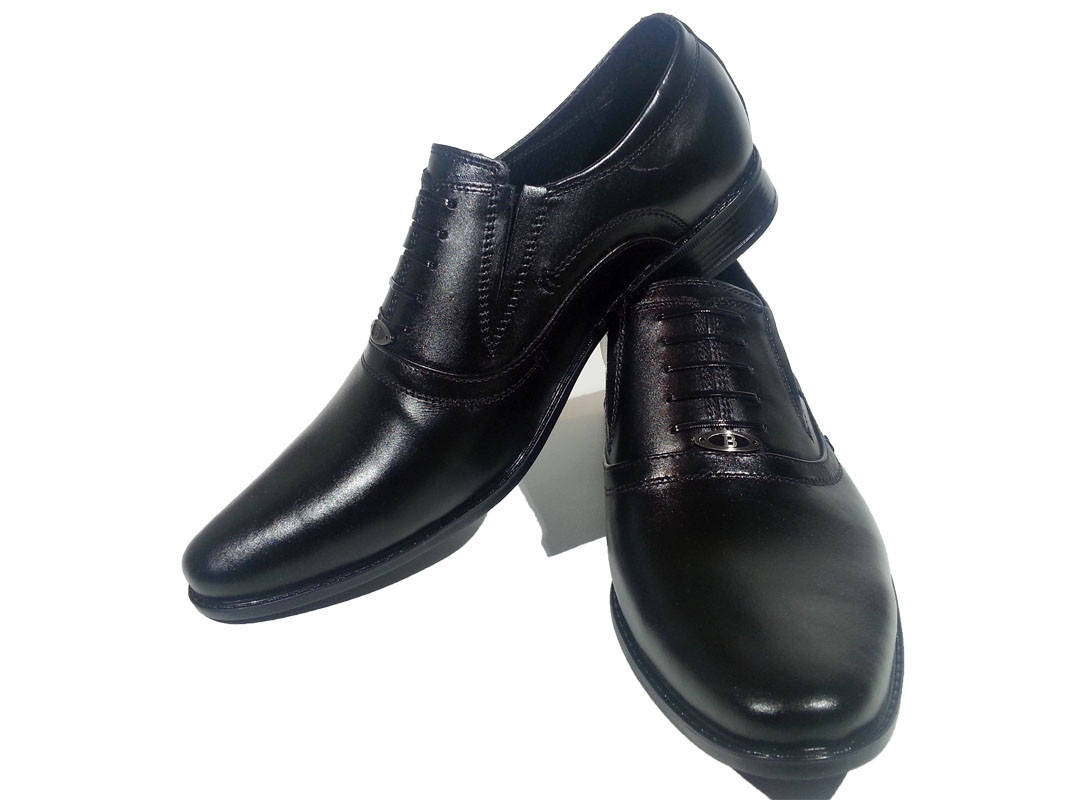 Туфли мужские классические натуральная кожа черные на резинке (КЛ 173) 41 Черный - фото 1 - id-p7813742