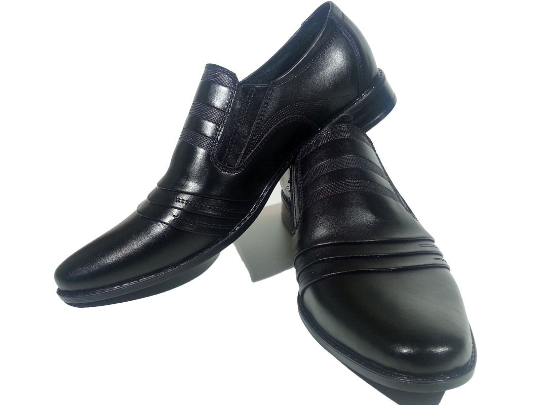 Туфли мужские классические натуральная кожа черные на резинке (КЛ) 40 Черный - фото 1 - id-p7813747