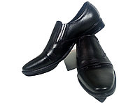 Туфли мужские классические натуральная кожа черные на резинке (КЛ 15) 45 Черный