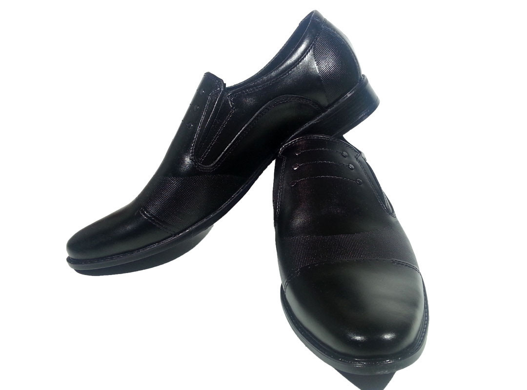 Туфли мужские классические натуральная кожа черные на резинке (КЛ 2) 40 Черный - фото 1 - id-p7813755