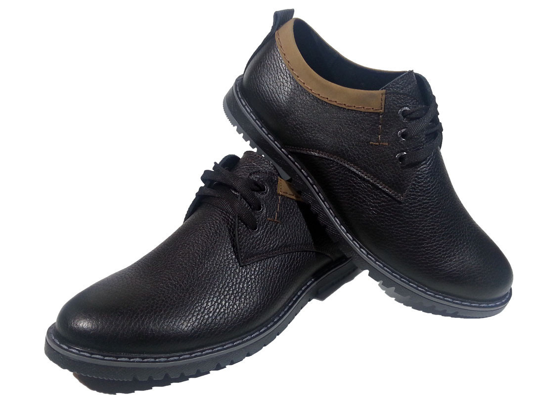 Туфли мужские натуральная кожа черные на шнуровке (Т-9) 42 Черный - фото 1 - id-p7813768