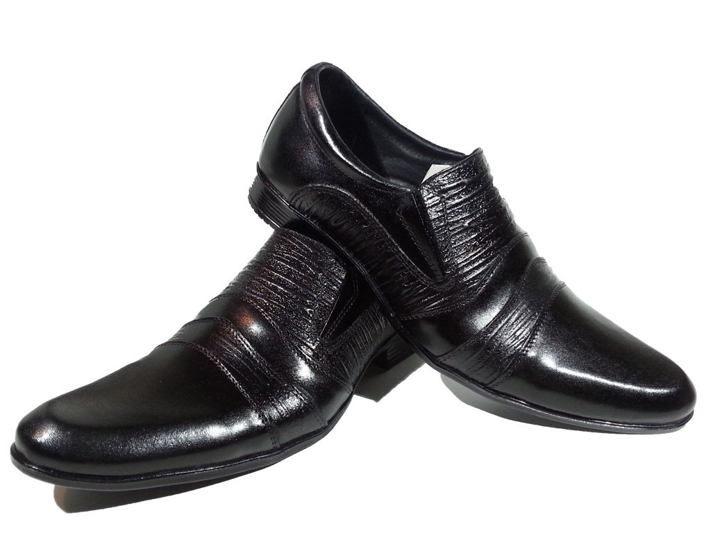 Туфли мужские классические натуральная кожа черные на резинке (АВА 23) 40 - фото 1 - id-p7813780