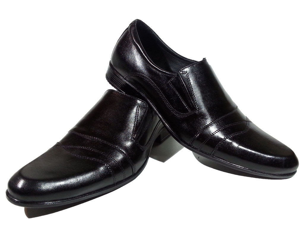Туфли мужские классические натуральная кожа черные на резинке (АВА 24) - фото 1 - id-p7813784