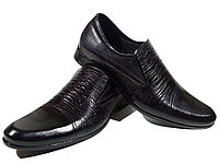Туфли мужские классические натуральная кожа черные на резинке (АВА 25)