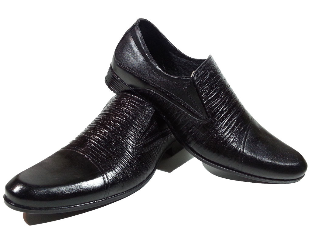 Туфли мужские классические натуральная кожа черные на резинке (АВА 25) - фото 1 - id-p7813788
