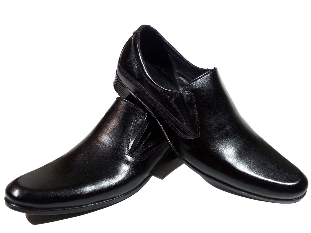 Туфли мужские классические натуральная кожа черные на резинке (АВА 26) - фото 1 - id-p7813790