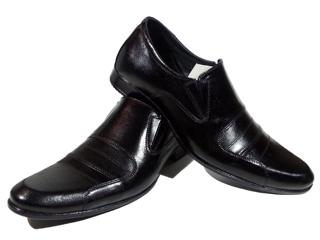 Туфли мужские классические натуральная кожа черные на резинке (АВА 31) - фото 1 - id-p7813800